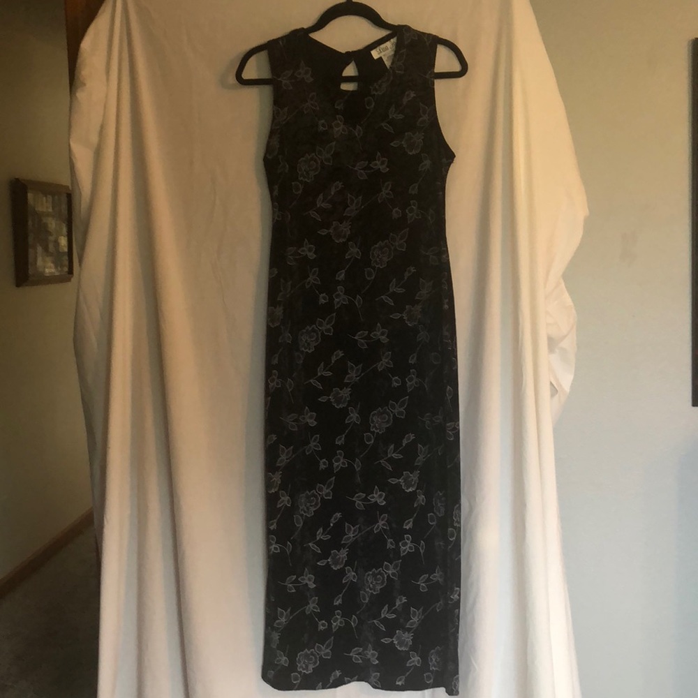 Floor length formal dress.